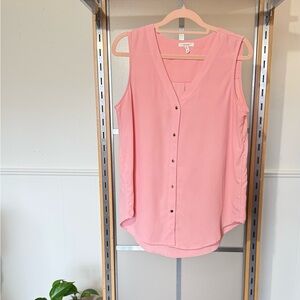 Pink Sleeveless Button-Up Top